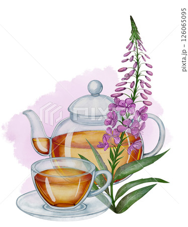 Kettle and cup with fireweed Kettle and cup with fireweed 126065095