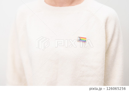 Happy pride month and LGBT or LGBTQ or LGBTQIA with rainbow flag Brooch pin for Lesbian, Gay, Bisexual, Transgender, Queer, Intersex, Non Binary, Marriage Equality Law, Pansexual and Demisexual 126065256