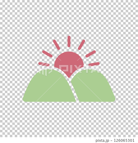 Icon illustration of sunrise seen from the mountain Icon illustration of sunrise seen from the mountain 126065301
