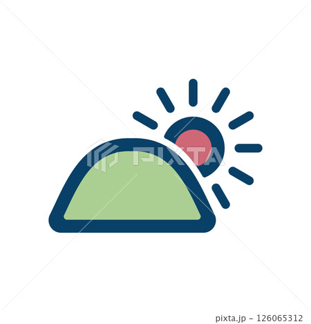 山から見える日の出のアイコンイラスト 126065312