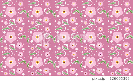 Abstract drawing of pink flower with leaf and circle on pink background. Abstract drawing of pink flower with leaf and circle on pink background. 126065393