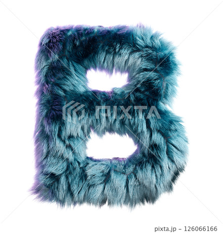 Fluffy Blue Furry Letter B on a Clean White Background 126066166