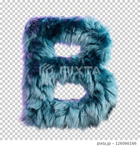 Fluffy Blue Furry Letter B on a Clean White Background 126066166