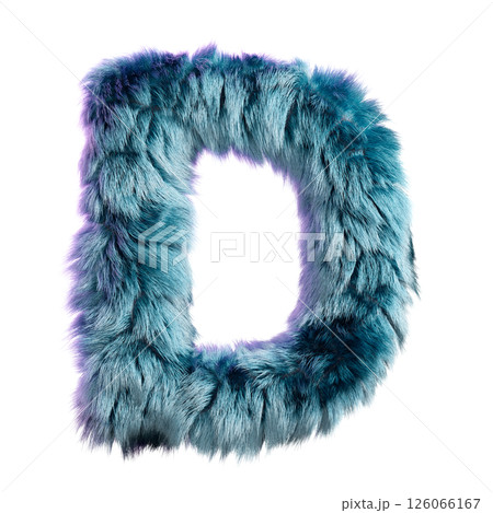 Blue Fur Styled Into Bold Letter D Isolated on White Background 126066167