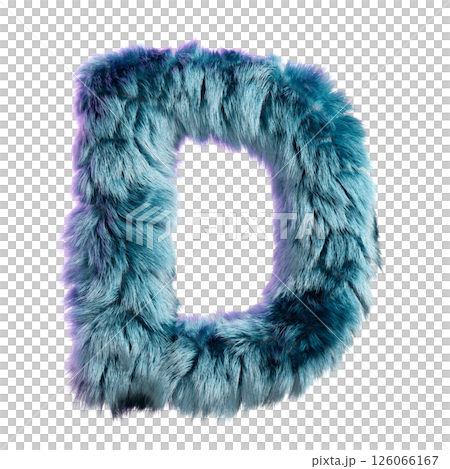 Blue Fur Styled Into Bold Letter D Isolated on White Background 126066167