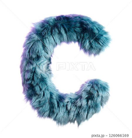Blue Furry Letter C on a White Background Artfully Designed 126066169