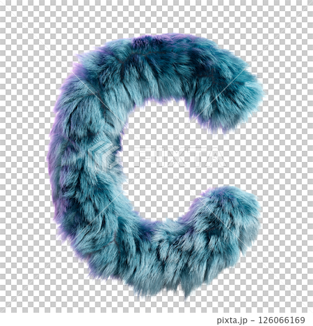 Blue Furry Letter C on a White Background Artfully Designed Blue Furry Letter C on a White Background Artfully Designed 126066169