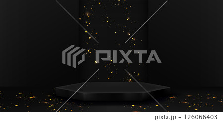 Black podium with gold glitter 126066403