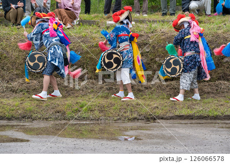 〈島根県〉池田地区の花田植 田植え囃子 〈島根県〉池田地区の花田植 田植え囃子 126066578
