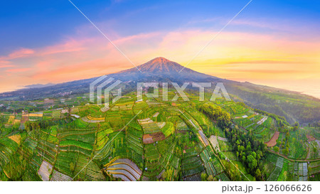 Scenic of Mount Sumbing at sunrise, Central Java, Indonesia. Scenic of Mount Sumbing at sunrise, Central Java, Indonesia. 126066626