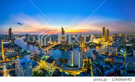Panorama of Bangkok city at twilight, Thailand. 126066640