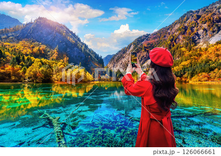 Jiuzhaigou national park in autumn, China. 126066661