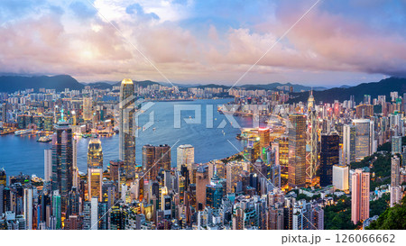 Hong Kong cityscapse at sunset. Hong Kong cityscapse at sunset. 126066662