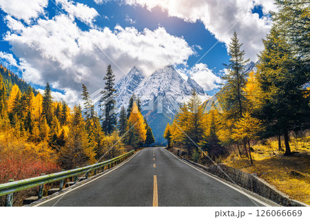 Siguniangshan in autumn, Sichuan in China. 126066669
