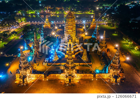 Wat Chaiwatthanaram temple at night, Ayutthaya in Thailand. Wat Chaiwatthanaram temple at night, Ayutthaya in Thailand. 126066671