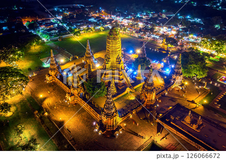 Wat Chaiwatthanaram temple at night, Ayutthaya in Thailand. 126066672