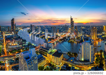 Panorama of Bangkok city at twilight, Thailand. 126066692