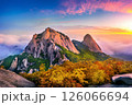 Bukhansan mountains at sunrise, Autumn in Seoul, South Korea. 126066694