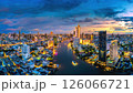 Aerial view of Bangkok city at twilight, Thailand. 126066721