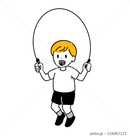 縄跳びをしている男の子のイラスト（運動・体育・遊び） 126067225