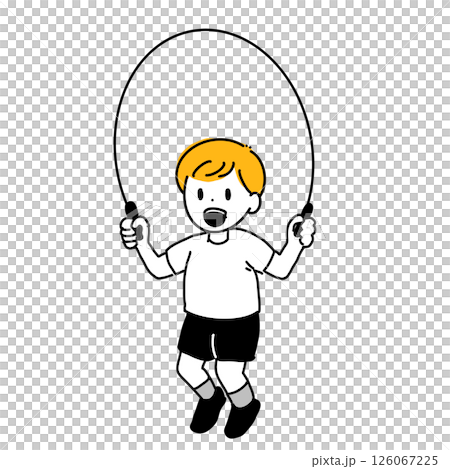 縄跳びをしている男の子のイラスト（運動・体育・遊び） 126067225