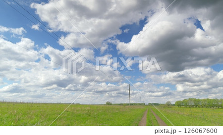 An Expansive Landscape Aesthetically Set Underneath a Dramatic and Beautiful Sky Time lapse. 126067600