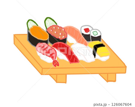 寿司いろいろ筆描きイラスト 寿司いろいろ筆描きイラスト 126067604