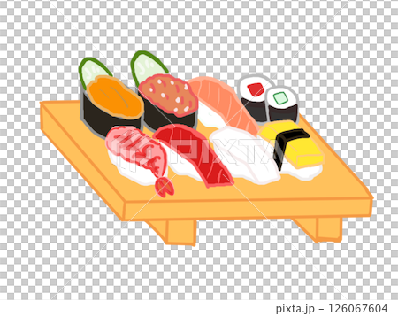 各種壽司手繪插圖 126067604
