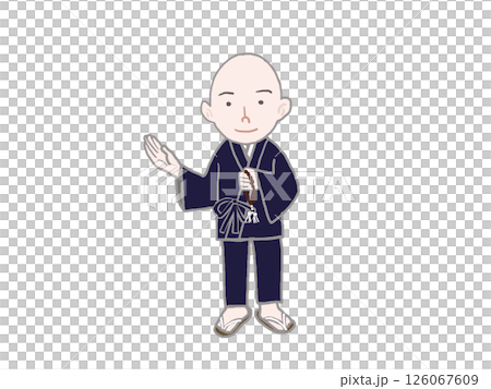 一位僧侶擺出姿勢引導的插圖 一位僧侶擺出姿勢引導的插圖 126067609