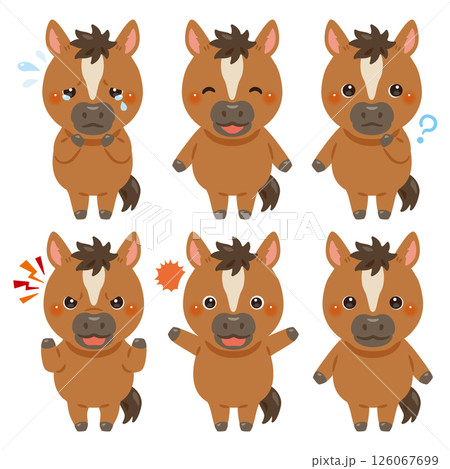 ウマのキャラクターイラスト　表情セット 126067699