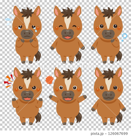 ウマのキャラクターイラスト　表情セット 126067699