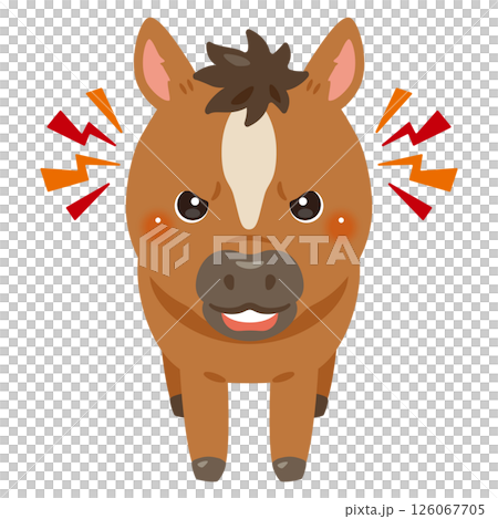 Illustration of an angry horse seen from the front 126067705
