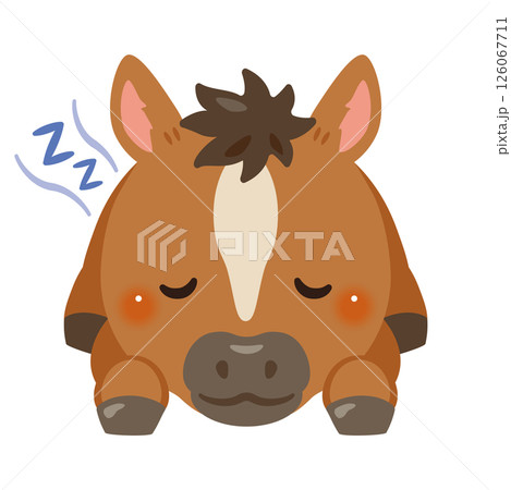 うつ伏せで眠るウマのイラスト 126067711