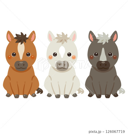 ウマの色違いイラストセット 126067719