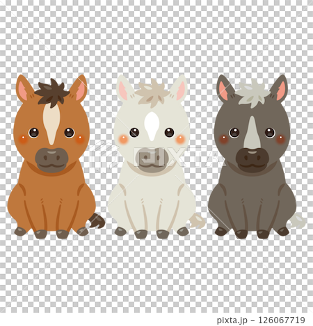 ウマの色違いイラストセット 126067719
