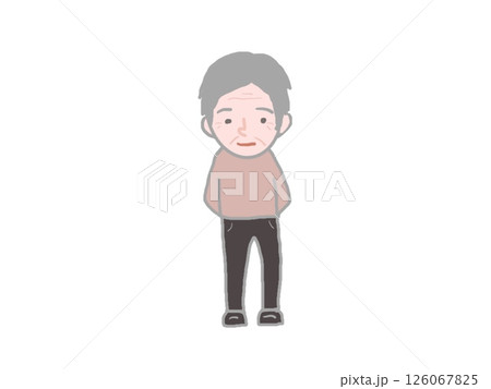 白髪の高齢者の男性の立つ姿のイラスト 白髪の高齢者の男性の立つ姿のイラスト 126067825