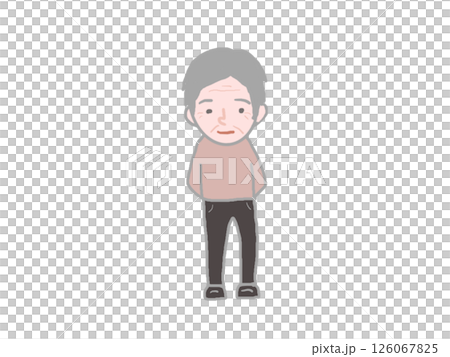 白髪の高齢者の男性の立つ姿のイラスト 白髪の高齢者の男性の立つ姿のイラスト 126067825