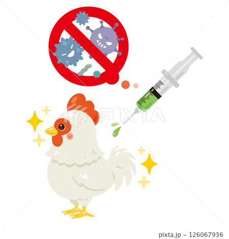 ワクチンを受けるニワトリのイラスト 126067936