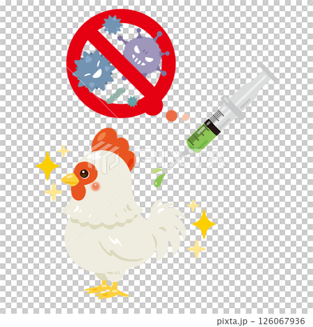 ワクチンを受けるニワトリのイラスト 126067936