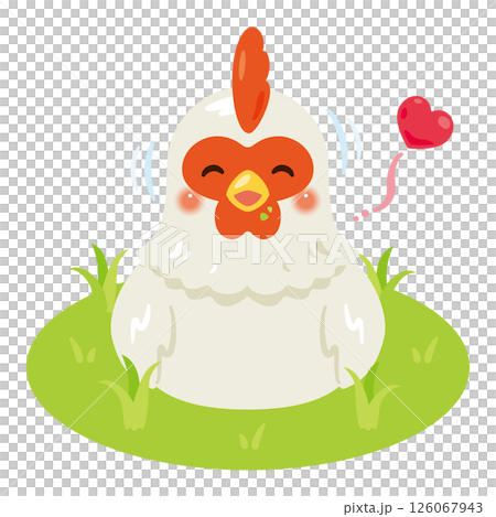 Illustration of a free-range chicken eating grass Illustration of a free-range chicken eating grass 126067943