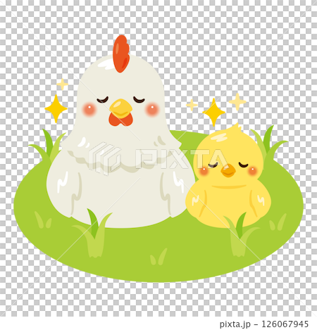 放養雞和小雞休息的插圖 放養雞和小雞休息的插圖 126067945