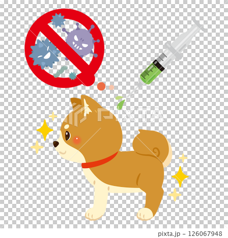 Illustration of a Shiba Inu receiving a vaccine 126067948
