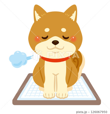 トイレ中の柴犬のイラスト トイレ中の柴犬のイラスト 126067950