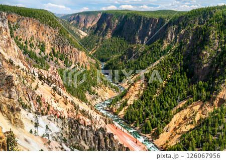 Grand Canyon of the Yellowstone at Yellowstone National Park. UNESCO world heritage in Wyoming, United States 126067956