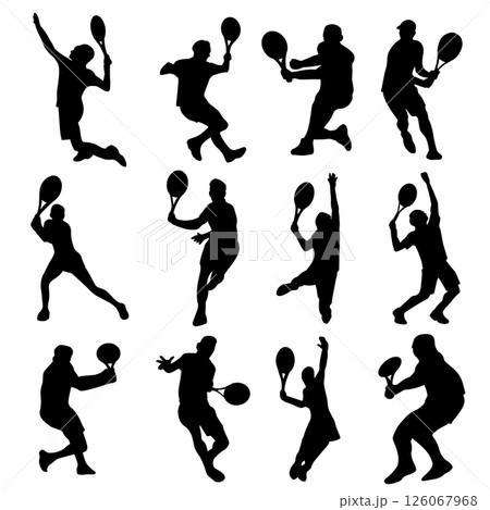 The Tennis silhouetteon white Background for Sport concept 126067968
