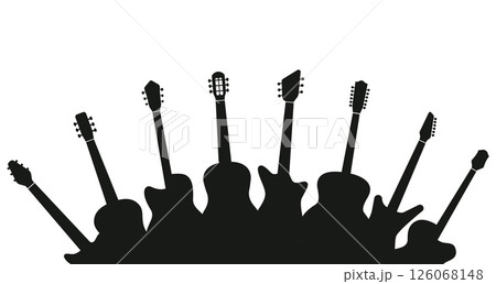 Decorative Guitar Silhouettes. Merged Music Shape Banner Creative Illustration 126068148