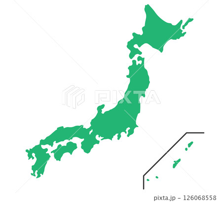シンプルな日本地図のイラスト　緑色　 126068558