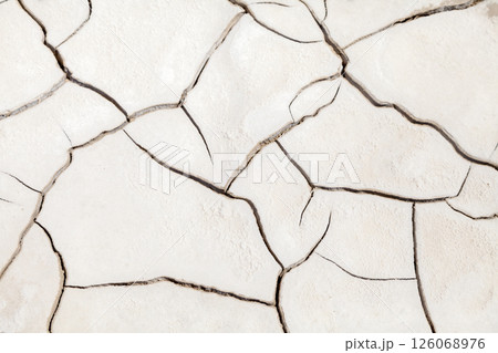 Crystallized salt on the cracked earth 126068976