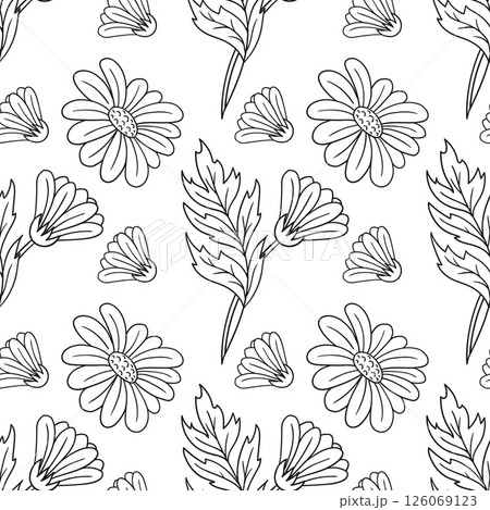 Monochrome cute pattern. Pattern for textiles in hand draw style Monochrome cute pattern. Pattern for textiles in hand draw style 126069123