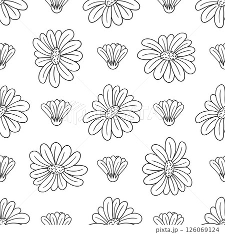 Monochrome cute pattern. Pattern for textiles in hand draw style 126069124